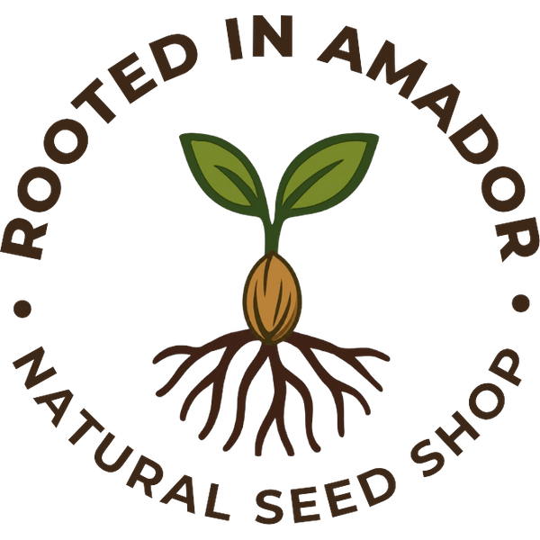 Rooted in Amador, Natural Seed Shop logo